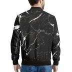 Black Marble Cracks 3D Printed Bomber Jacket – Long Sleeve Mens Casual Coat