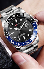 Stainless Steel Business Watch 40mm – Red & Blue Circle Dial- Men’s Diver