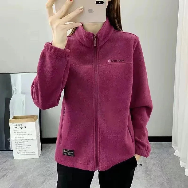 Women’s Plus-Size Fleece Jacket – Warm Winter/Spring Coat for Casual & Sportswear
