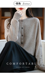 Classic Merino Wool Women’s Sweater — Autumn Winter Knitted Cardigan for Elegant Ladies