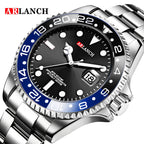 Stainless Steel Business Watch 40mm – Red & Blue Circle Dial- Men’s Diver